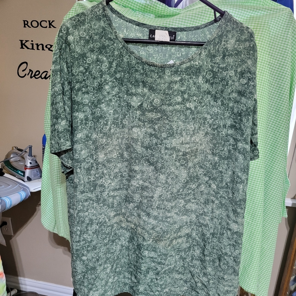 (2580) CAROLE LITTLE, Women's, Size 14, Top, Blouse, Green flowers